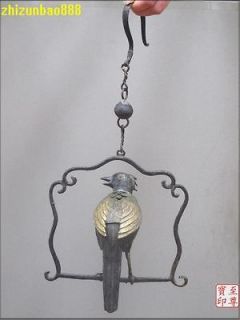 18 China Rare pure Bronze Hanging Bird cage frame