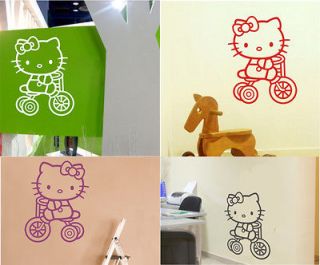 Hello Kitty Tricycle Art Wall Stickers Decal Wallpaper #WSACartoon0018