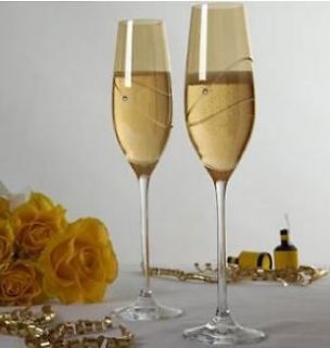   DARTINGTON GLITZ Swarovski champagne flutes golden wedding anniversary