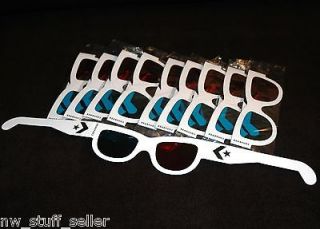 10 pair 3 D paper glasses red cyan / blue anaglyph movie game SHIPS 
