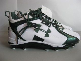   UNDER ARMOUR 13.5 Combat Mid White Green American Football Cleats 13.5