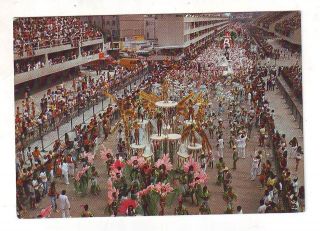 Carnival Floats Dancing Parade Costume Rio de Janeiro Brazil Postcard