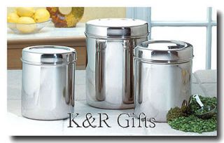   CANISTER SET 3 Stainless Steel Fresh Food Storage Containers NEW