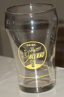 REYMERS SODA FOUNTAIN POP GLASS YELLOW ACL PAINTED LABEL W SYRUP LINE 