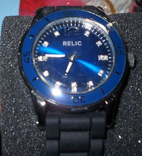 RELIC by FOSSIL BRAND BLACK BAND W/ BLUE DIAL ANALOG WATCH ZR 11922