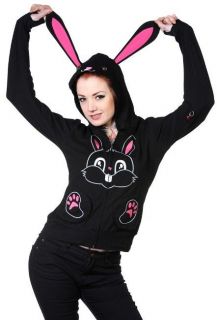 Banned Apparel Bunny Rabbit Hoodie Ears Paws Kawaii Gothic Punk Cute 