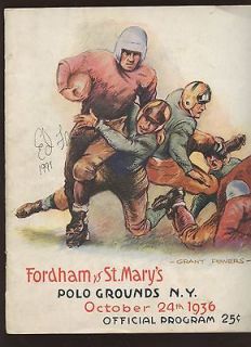 1936 NCAA Football Program Fordham vs. St. Marys Lombardi Ed Franco 