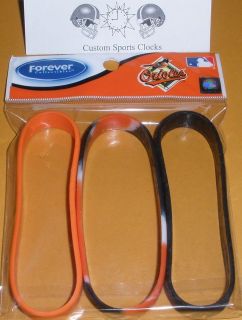 BALTIMORE ORIOLES MLB FOREVER COLLECTIBLES 3 PACK RUBBER BRACELETS 
