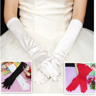 Womens Lady Long Satin Gloves For Prom Formal Evening Party Cocktail 