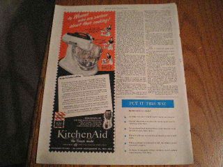 1950 Hobart Kitchen Aid Mixer & Coffee Mill Ad Women Serious About 