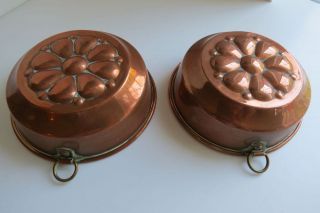 Vintage 2 French copper Jelly Mould Pans Cookware D12.5cm x H 5cm