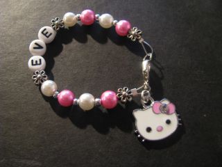 New Child/Baby Girl Pink Pearl Pink CUSTOM NAME HELLO KITTY CHARM 