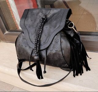   Fashion Vintage Dual use Shoulder Bag backpack Skull Tassel Fringed