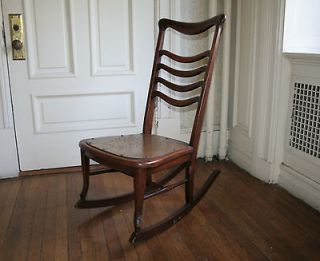 Antique Victorian Solid Mahogany Nursing Rocking Chair Knitting Chair 