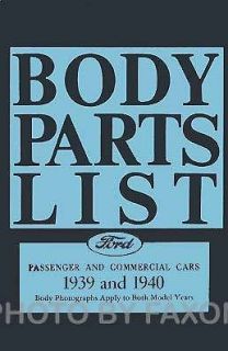 1939 1940 Ford Body Parts Book 39 40 Car 40 Truck Part Numbers