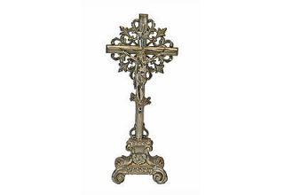 Antique Metal Altar Crucifix, Cross, Flemish.