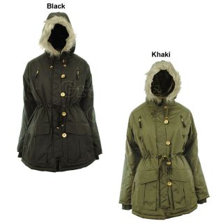 Gia Plus Size New Womens Furs Fur Trim Hood Military Parka Ladies 