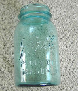 Vintage Ball Perfect Mason Glass Canning Jars Aqua Blue Quart