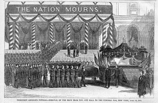 PRESIDENT LINCOLN FUNERAL, REMOVAL OF THE BODY, 1865 FUNERAL CAR 