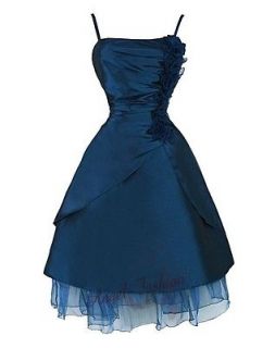 Pleated Ruffle Ball Prom Dresses L Blue