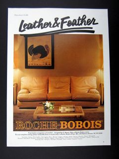 Roche Bobois Leather Couch Designed by G. Benoit 1982 print Ad 