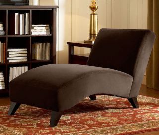   61L LUXURIOUS VELVETY SOFT FEEL~DARK COCOA BROWN~CURVY~CHAISE LOUNGE