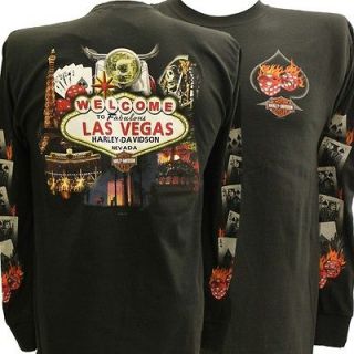 Harley Davidson Las Vegas Dice Cards Flames Long Sleeve Shirt 2X XXL 