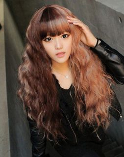 lm051 CHOCOLATE MOCHA 2 TONE BROWN PUNKY CURL FULL LACE WIG / WIGS 
