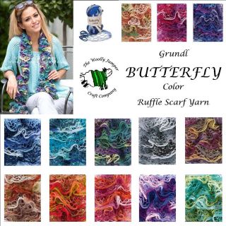 grundl butterfly color lacy ruffle scarf yarn various shade options