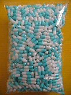 1000 Empty gelatin white blue capsules size 3 (size 3 Gel Caps)