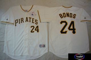 Pirates BARRY BONDS Sewn Baseball JERSEY WHITE LARGE