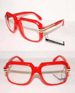   Clear Lens Glasses Run DMC Old School Red gold Frame Retro Gazelle