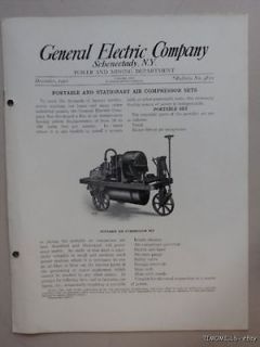 1910 General Electric GE Power Mining Dept Air Compressor Catalog 