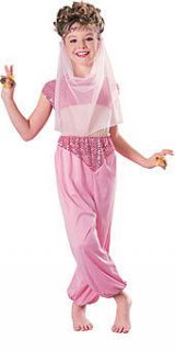 Girls Pink Harem Costume Halloween Genie Girls Kids Childrens Belly 
