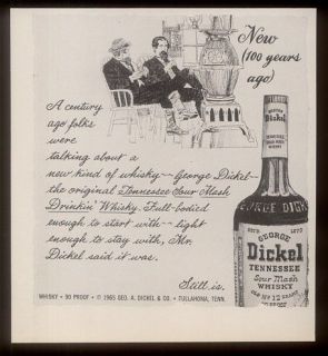 1965 George Dickel Whiskey 100th anniversary vintage print ad