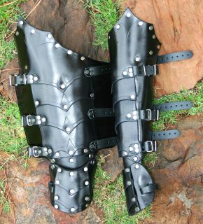 Leather Dragon Rider Gauntlets w Short Elbow Arm Armor vambraces 