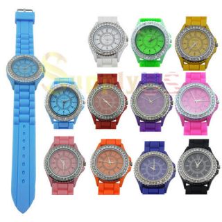 Classic Gel Silicone Crystal Men Lady Jelly Watch Gifts Stylish 