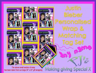 Personalised Gift Wrapping Paper Birthday Justin Bieber