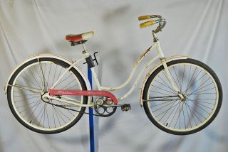   Schwinn Hollywood Ladies cruiser Bicycle White Pink 1965 Bike 18