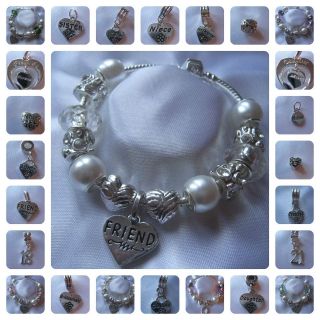 LADIES WOMENS GIRLS 7.5 CHARM BRACELET PERSONALIZED PEARLS 5 COLOURS 