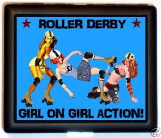 Roller Derby Rumble Pinup Girl on Girl Cigarette Case