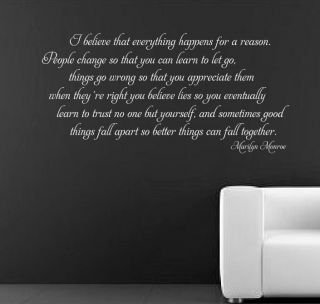 MARILYN MONROE I BELIEVE  wall Sticker Mural Decal quote art rc 