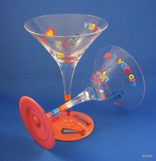 LARGE MARTINI COCKTAIL GLASS   HAPPY ANNIVERSARY   BNIB