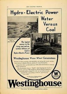   Westinghouse Electric Mfg Water Wheel Generator   ORIGINAL ADVERTISING