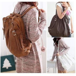 New PU Leather Backpack Shoulder Bag Vintage Handbag School Girl Book 