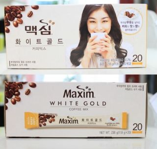 Korean Maxim Premium White Gold Yuna Coffee Mix One box 20 Sticks