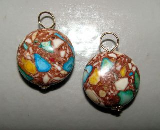 16mm Coin Turquoise Autumn Mix Howlite INTERCHANGEABLE Earring Charms 
