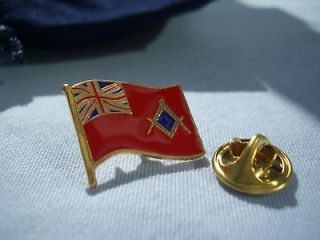 Masonic British Merchant Navy Red Ensign Lapel Pin and Gift Pouch