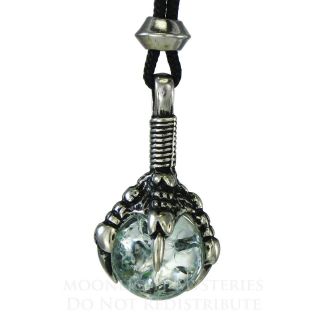 Dragon Hand Claw Pendant   Gothic Necklace   Clear Glass Sphere 