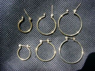 French Hinged Wire Hoop Sleeper Pierced Earrings 18kt Gold Plated